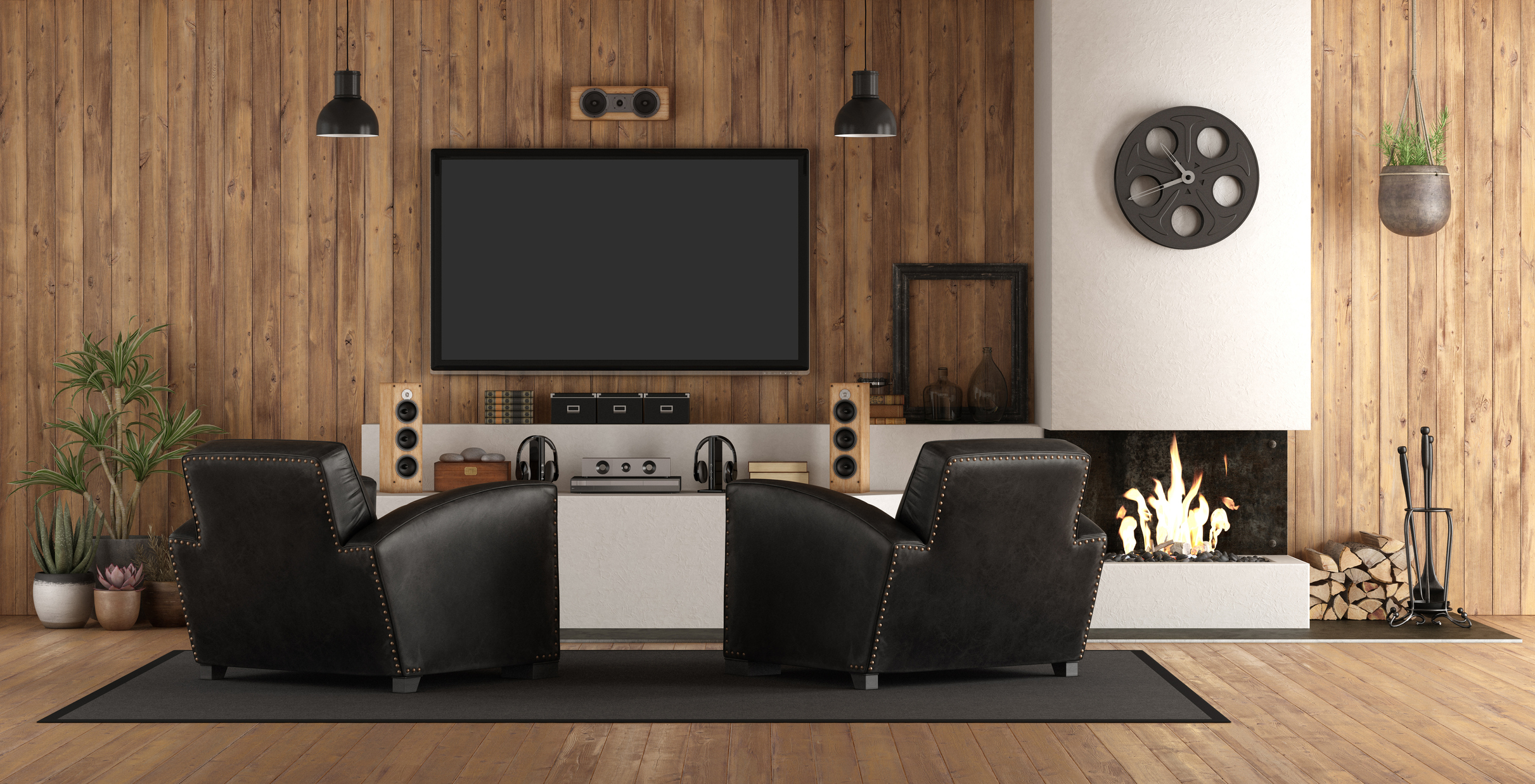 Home cinema in rustic style